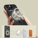 Apple iPhone Air (2025), Műanyag hátlap védőtok + szilikon keret, Magsafe töltővel kompatibilis, Magedge Magsafe, áttetsző/fekete