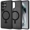 Samsung Galaxy S25 Ultra SM-S938, Műanyag hátlap védőtok + szilikon keret, Magsafe töltővel kompatibilis, Magmat Magsafe, áttetsző/fekete