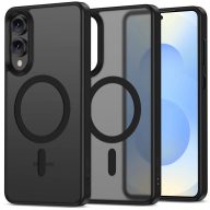   Samsung Galaxy S25 Edge SM-S937, Műanyag hátlap védőtok + szilikon keret, Magsafe töltővel kompatibilis, Magmat Magsafe, áttetsző/fekete