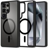   Samsung Galaxy S25 Ultra SM-S938, Műanyag hátlap védőtok + szilikon keret, Magsafe töltővel kompatibilis, Magmat Magsafe, átlátszó/fekete