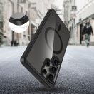 Samsung Galaxy S25 Ultra SM-S938, Műanyag hátlap védőtok + szilikon keret, Magsafe töltővel kompatibilis, Magmat Magsafe, átlátszó/fekete