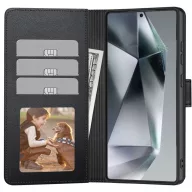   Samsung Galaxy S25 FE SM-S731, Oldalra nyíló tok, stand, mágnes csattal, TP Wallett, fekete