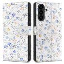 Samsung Galaxy A17 4G / A17 5G SM-A175F / A176B, Oldalra nyíló tok, stand, mágnes csattal, tavaszi virág minta, TP Wallett Spring Flowers, fehér/színes