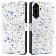   Samsung Galaxy A17 4G / A17 5G SM-A175F / A176B, Oldalra nyíló tok, stand, mágnes csattal, tavaszi virág minta, TP Wallett Spring Flowers, fehér/színes