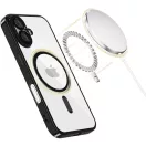 Apple iPhone 16e / 17e, Műanyag hátlap védőtok + szilikon keret, közepesen ütésálló, Magsafe töltővel kompatibilis, fényes keret, Magflex Magsafe, átlátszó/fekete