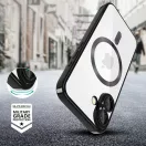 Apple iPhone 16e / 17e, Műanyag hátlap védőtok + szilikon keret, közepesen ütésálló, Magsafe töltővel kompatibilis, fényes keret, Magflex Magsafe, átlátszó/fekete