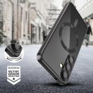 Samsung Galaxy S25 FE SM-S731, Műanyag hátlap védőtok + szilikon keret, közepesen ütésálló, Magsafe töltővel kompatibilis, fényes keret, Magflex Magsafe, átlátszó/fekete