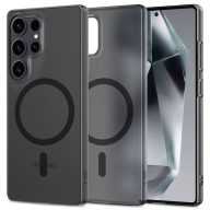   Samsung Galaxy S25 Ultra SM-S938, Műanyag hátlap védőtok + szilikon keret, közepesen ütésálló, Magsafe töltővel kompatibilis, Magslim Magsafe, áttetsző/fekete