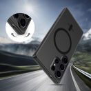 Samsung Galaxy S25 Ultra SM-S938, Műanyag hátlap védőtok + szilikon keret, közepesen ütésálló, Magsafe töltővel kompatibilis, Magslim Magsafe, áttetsző/fekete