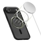 Apple iPhone 16e / 17e, Műanyag hátlap védőtok + szilikon keret, Magsafe töltővel kompatibilis, kameravédő kerettel, Magcam Magsafe, áttetsző/fekete