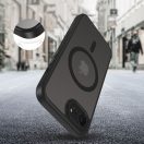 Apple iPhone 16e / 17e, Műanyag hátlap védőtok + szilikon keret, Magsafe töltővel kompatibilis, kameravédő kerettel, Magcam Magsafe, áttetsző/fekete