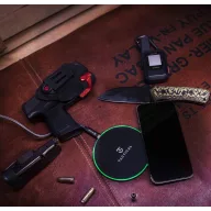   Univerzális vezeték nélküli töltő, Qi Wireless, gyorstöltés, LED - es, 15W, Tactical Base Plug, fekete
