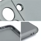 Apple iPhone 15 Plus, Szilikon tok, mikrofiber plüss belső, csillogó hátlap, Metallic Case, szürke