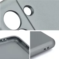   Apple iPhone 16 Plus, Szilikon tok, mikrofiber plüss belső, csillogó hátlap, Metallic Case, szürke