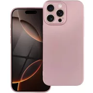   Apple iPhone 16e / 17e, Szilikon tok, mikrofiber plüss belső, csillogó hátlap, Metallic Case, rózsaszín