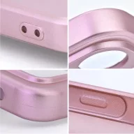   Apple iPhone 16e / 17e, Szilikon tok, mikrofiber plüss belső, csillogó hátlap, Metallic Case, rózsaszín