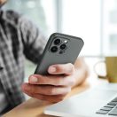 Samsung Galaxy A14 4G / A14 5G SM-A145F / A146B, Szilikon tok, mikrofiber plüss belső, csillogó hátlap, Metallic Case, szürke