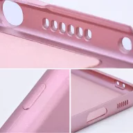   Samsung Galaxy S25 Edge SM-S937, Szilikon tok, mikrofiber plüss belső, csillogó hátlap, Metallic Case, rózsaszín