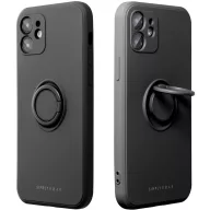   Apple iPhone 17, Szilikon tok, stand, telefontartó gyűrű, Roar Amber, fekete