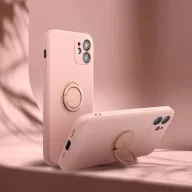   Apple iPhone 17, Szilikon tok, stand, telefontartó gyűrű, Roar Amber, rózsaszín