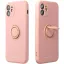 Apple iPhone 15, Szilikon tok, stand, telefontartó gyűrű, Roar Amber, rózsaszín
