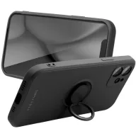   Apple iPhone 15 Plus, Szilikon tok, stand, telefontartó gyűrű, Roar Amber, fekete