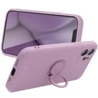   Apple iPhone 15 Plus, Szilikon tok, stand, telefontartó gyűrű, Roar Amber, lila