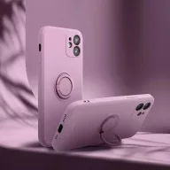   Apple iPhone 15 Plus, Szilikon tok, stand, telefontartó gyűrű, Roar Amber, lila