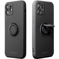   Apple iPhone 15 Pro, Szilikon tok, stand, telefontartó gyűrű, Roar Amber, fekete