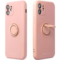   Apple iPhone 15 Pro, Szilikon tok, stand, telefontartó gyűrű, Roar Amber, rózsaszín