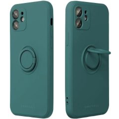   Apple iPhone 15 Pro, Szilikon tok, stand, telefontartó gyűrű, Roar Amber, zöld