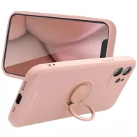   Apple iPhone 16, Szilikon tok, stand, telefontartó gyűrű, Roar Amber, rózsaszín