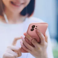   Apple iPhone 16, Szilikon tok, stand, telefontartó gyűrű, Roar Amber, rózsaszín
