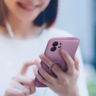   Apple iPhone 16 Plus, Szilikon tok, stand, telefontartó gyűrű, Roar Amber, lila