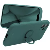   Apple iPhone 16 Plus, Szilikon tok, stand, telefontartó gyűrű, Roar Amber, zöld