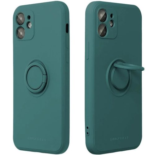 Apple iPhone 16 Pro, Szilikon tok, stand, telefontartó gyűrű, Roar Amber, zöld