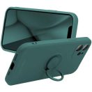 Apple iPhone 16 Pro Max, Szilikon tok, stand, telefontartó gyűrű, Roar Amber, zöld