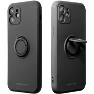   Samsung Galaxy A14 4G / A14 5G SM-A145F / A146B, Szilikon tok, stand, telefontartó gyűrű, Roar Amber, fekete