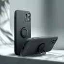 Samsung Galaxy S25 Ultra SM-S938, Szilikon tok, stand, telefontartó gyűrű, Roar Amber, fekete