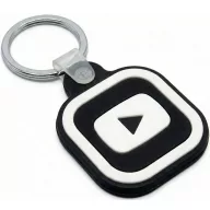   Közösségi média kulcstartó, NFC chippel, Youtube logóval, NFC Keychain, fekete/fehér