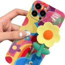 Apple iPhone 14, Szilikon tok, kézpánttal, virág minta, Flower Case, mintás