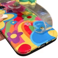   Apple iPhone 15, Szilikon tok, kézpánttal, virág minta, Flower Case, mintás
