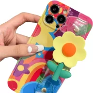   Apple iPhone 16, Szilikon tok, kézpánttal, virág minta, Flower Case, mintás