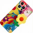 Apple iPhone 17 Pro Max, Szilikon tok, kézpánttal, virág minta, Flower Case, mintás