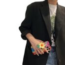 Apple iPhone 17, Szilikon tok, kézpánttal, virág minta, Flower Case, mintás