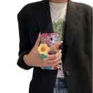 Apple iPhone 17, Szilikon tok, kézpánttal, virág minta, Flower Case, mintás