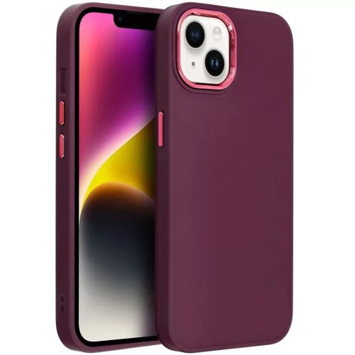 Motorola Moto G84, Szilikon tok, közepesen ütésálló, fémhatású kamera keret, Frame Case, lila