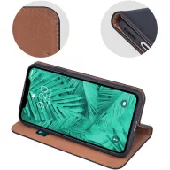   Oppo A17, Oldalra nyíló tok, valódi bőrtok, stand, Smart Pro, fekete