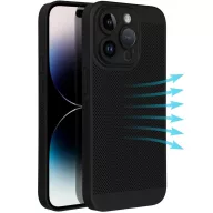   Xiaomi Redmi 13C 4G / Poco C65, Műanyag hátlap védőtok, légáteresztő, lyukacsos minta, Breezy, fekete