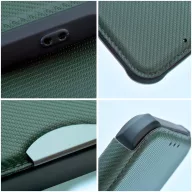   Xiaomi Redmi 13C 4G / Poco C65, Oldalra nyíló tok, légpárnás sarok, bőrhatású, karbon minta, Razor Book, zöld